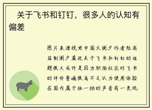 ​关于飞书和钉钉，很多人的认知有偏差